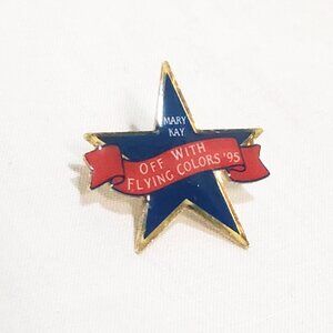Mary Kay Off with Flying Colors Star Award 1995 Lapel Pin 3/4" Blue Red